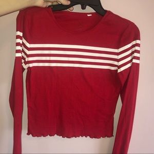p.s. basics red striped crop top